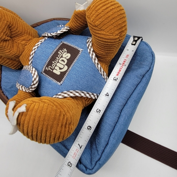 Excellent Naturally Kids Denim Backpack with Attachable Stuffed Dinosaur 18 mo.+ - Picture 9 of 10